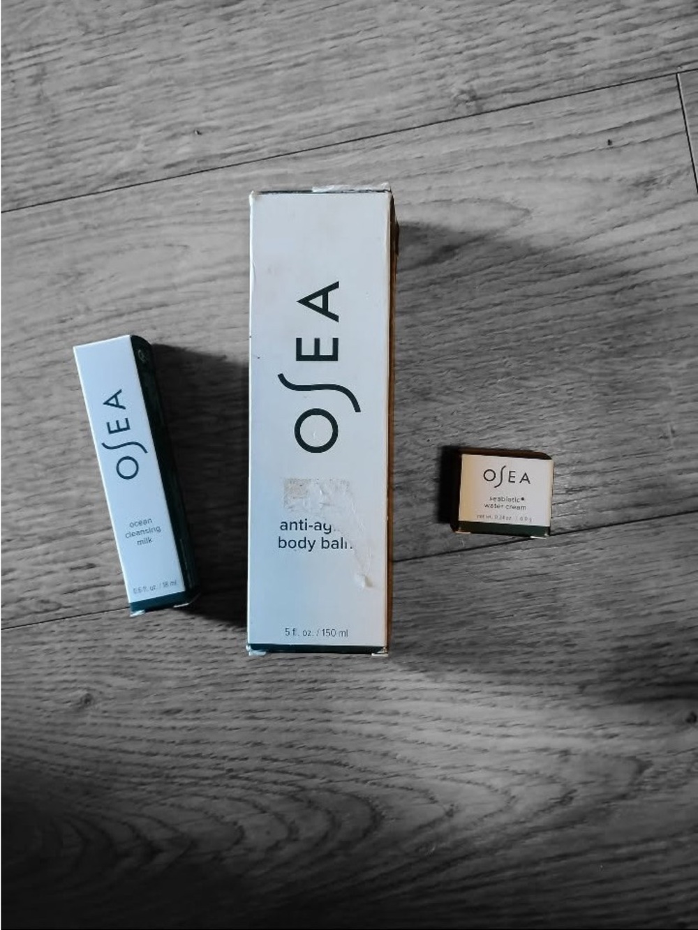 OSEA Anti-Age Body Balm 5 FL& trial ocean cleansing milk and seabiotic water fre